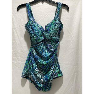 ROSE MARIE REID WOMENS SWIMSUIT DRAPE TUMMY CONTROL LINED SIZE 10